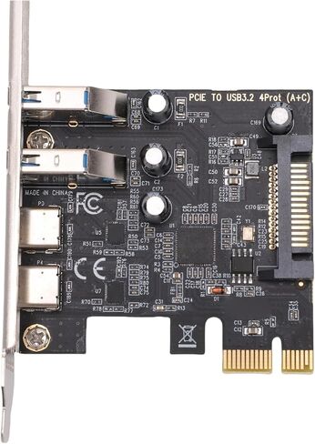 بطاقة PCIe USB 3.2 Gen 1، عرض النطاق الترددي 5 جيجابت في الثانية 2 منافذ من النوع C ونوع A، مع بطاقة توسيع USB للكمبيوتر المكتبي in Kuwait