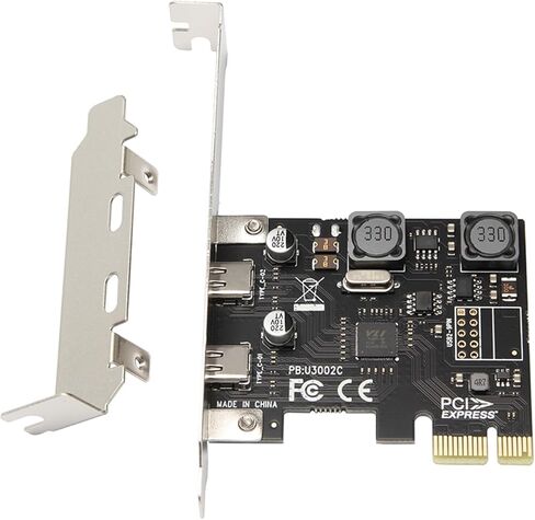 محول PCIE1X إلى 2 منفذ USB3.1 TypeC 2 منفذ TypeC PCIe بطاقة توسيع وحدة تحكم المضيف لنقل البيانات بسرعة in Kuwait
