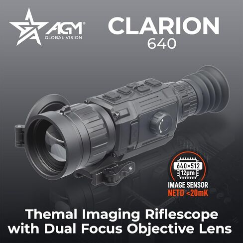 AGM Global Vision Clarion Dual Focus Thermal Imaging Scope – Switchable Base Magnification, 12μm Sensor, Video Recording, WiFi, Waterproof Thermal riflescope for Hunting in Saudi Arabia