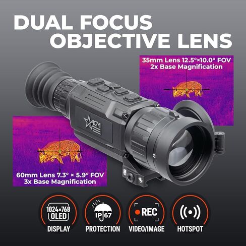 AGM Global Vision Clarion Dual Focus Thermal Imaging Scope – Switchable Base Magnification, 12μm Sensor, Video Recording, WiFi, Waterproof Thermal riflescope for Hunting in Saudi Arabia