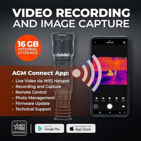 AGM Global Vision Clarion Dual Focus Thermal Imaging Scope – Switchable Base Magnification, 12μm Sensor, Video Recording, WiFi, Waterproof Thermal riflescope for Hunting in Saudi Arabia