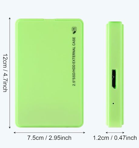 2.5" Hard Drive Enclosure,5Gbps USB 3.0 to SATA III Tool-Free External Hard Disk Case for 2.5 inch 9.5mm 7mm HDD SSD Up to 4TB (Green) in Saudi Arabia