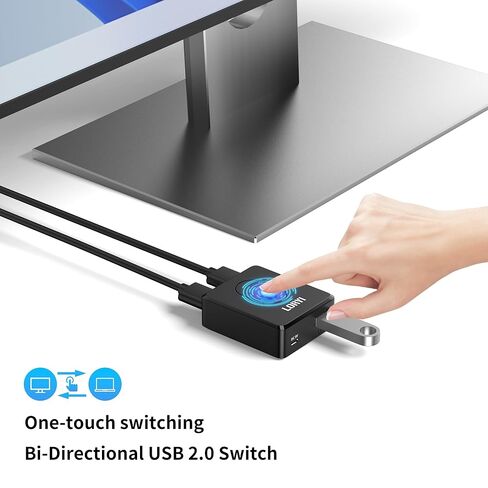 USB 2.0 Switch Selector 2 جهاز كمبيوتر يشارك جهاز USB واحد، أو جهاز كمبيوتر واحد يشارك جهازي USB، نقل بيانات بسرعة 480 ميجابت في الثانية، متوافق مع الماوس ولوحة المفاتيح والطابعة ومحرك الأقراص المحمول وكاميرا الويب in Kuwait
