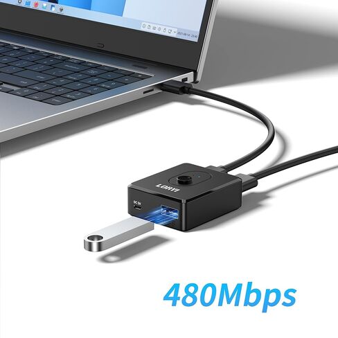 USB 2.0 Switch Selector 2 جهاز كمبيوتر يشارك جهاز USB واحد، أو جهاز كمبيوتر واحد يشارك جهازي USB، نقل بيانات بسرعة 480 ميجابت في الثانية، متوافق مع الماوس ولوحة المفاتيح والطابعة ومحرك الأقراص المحمول وكاميرا الويب in Kuwait