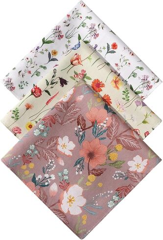 Handkerchiefs for Women, 3/6Pcs Soft Cotton Printed Women's Handkerchiefs Ladies' Floral Printing Hankies 13.78" in Saudi Arabia