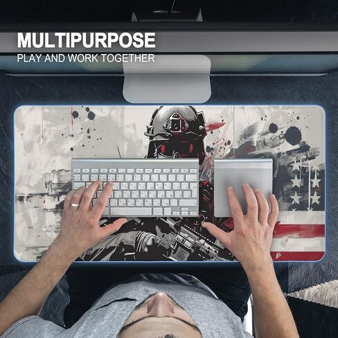Gun Mouse Pad,Military Skull XXL Gaming Mouse Pads,American Flag Mousepad,Camo Large Waterproof Non-Slip Rubber Desk Mat with Stitched Edges Office Home Computer Desk Accessories,35.4 x 15.7 in in Saudi Arabia