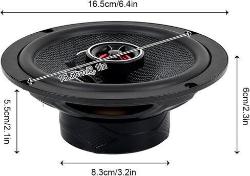 6.5 Inch Car Door Coaxial Speaker, 4 Ohm, 500 Watt Max Power, 50 Watt RMS, Full-Fit Front Audio Speakers with Rich Bass,1 Pair in Saudi Arabia