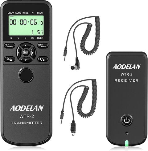 AODELAN WTR2 Wireless Shutter Release Timer Remote Control for Nikon Z6, Z7, Coolpix P1000, D850, D810, D700, D4, D5, D4s, D3100, D5000, D7200, D600, D610, D750, D3200, D3300; Replace MC-DC2, MC-36 in Saudi Arabia