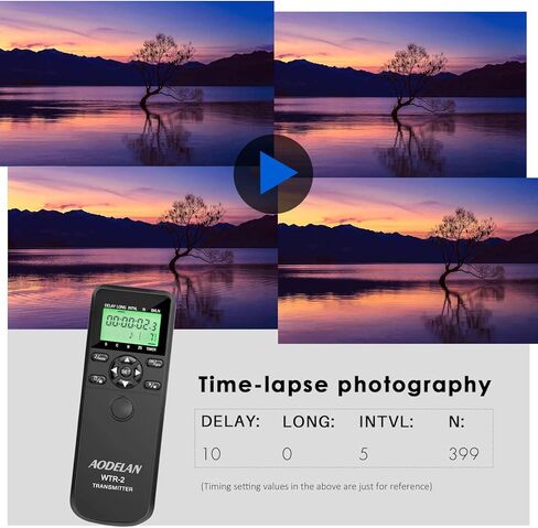 AODELAN WTR2 Wireless Shutter Release Timer Remote Control for Nikon Z6, Z7, Coolpix P1000, D850, D810, D700, D4, D5, D4s, D3100, D5000, D7200, D600, D610, D750, D3200, D3300; Replace MC-DC2, MC-36 in Saudi Arabia