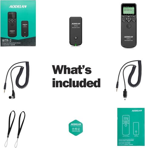 AODELAN WTR2 Wireless Shutter Release Timer Remote Control for Nikon Z6, Z7, Coolpix P1000, D850, D810, D700, D4, D5, D4s, D3100, D5000, D7200, D600, D610, D750, D3200, D3300; Replace MC-DC2, MC-36 in Saudi Arabia