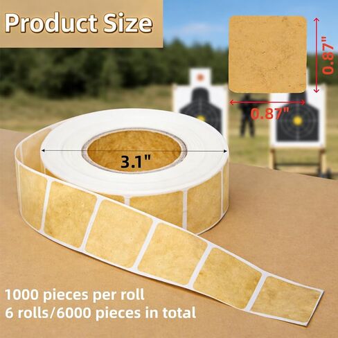 6000 Pieces / 6 Rolls 0.87 Inch Target Pasters, Square Self-Adhesive Target Sticker for Shooting Practice, Shooting Cardboard Paper Markers Label for Pistol Shooting Range Targets in Saudi Arabia