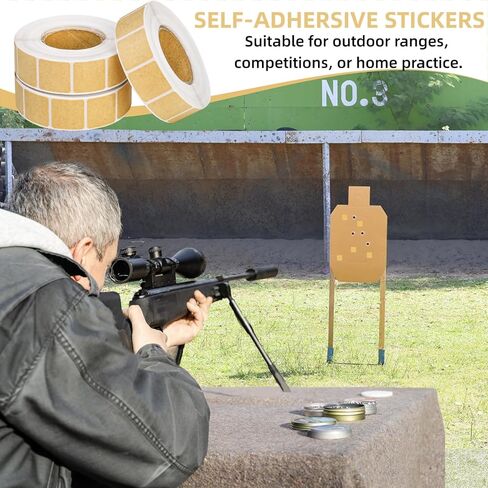6000 Pieces / 6 Rolls 0.87 Inch Target Pasters, Square Self-Adhesive Target Sticker for Shooting Practice, Shooting Cardboard Paper Markers Label for Pistol Shooting Range Targets in Saudi Arabia