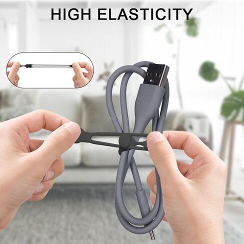 Silicone Cable Ties, 6pcs Reusable Data Cable Organizer, Multipurpose Elastic Wire Organizer Ties for Bundling and Fastening Earphone, Phone Charger in Saudi Arabia