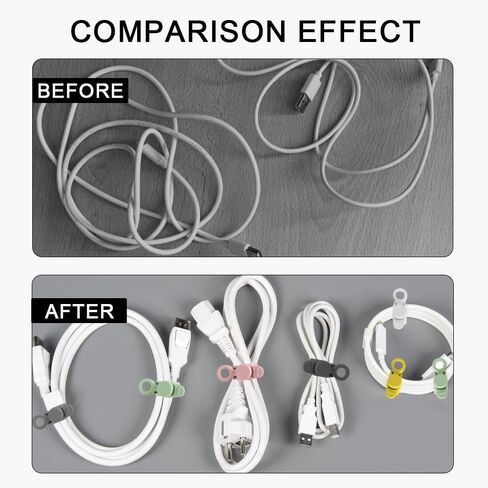 Silicone Cable Ties, 6pcs Reusable Data Cable Organizer, Multipurpose Elastic Wire Organizer Ties for Bundling and Fastening Earphone, Phone Charger in Saudi Arabia