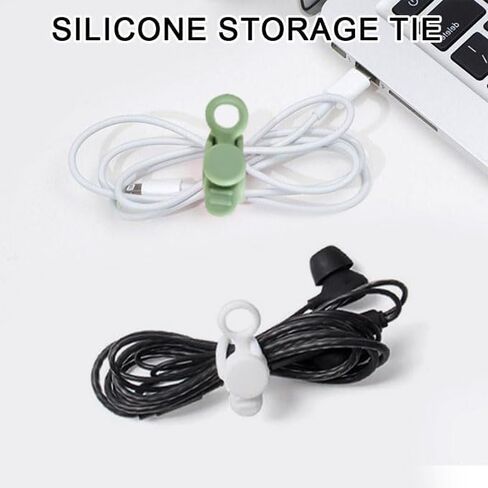 Silicone Cable Ties, 6pcs Reusable Data Cable Organizer, Multipurpose Elastic Wire Organizer Ties for Bundling and Fastening Earphone, Phone Charger in Saudi Arabia