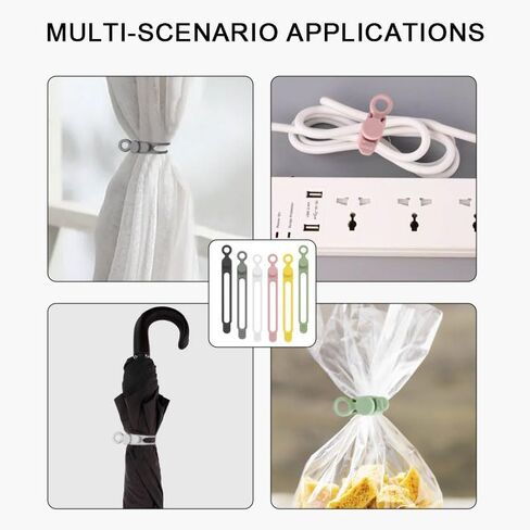 Silicone Cable Ties, 6pcs Reusable Data Cable Organizer, Multipurpose Elastic Wire Organizer Ties for Bundling and Fastening Earphone, Phone Charger in Saudi Arabia