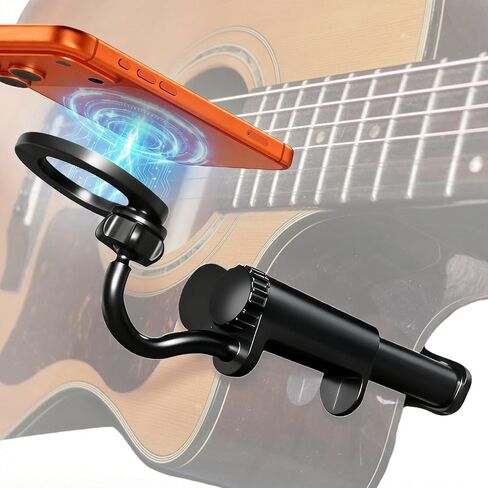 Guitar Phone Holder, Digital Sheet Music Holder, Phone Clip Mount Fit for 6-10cm Thick Guitars& Ukulele, Practical Guitar Accessories for Watching Tutorials & Tabs While Playing, Easy Setup in Saudi Arabia