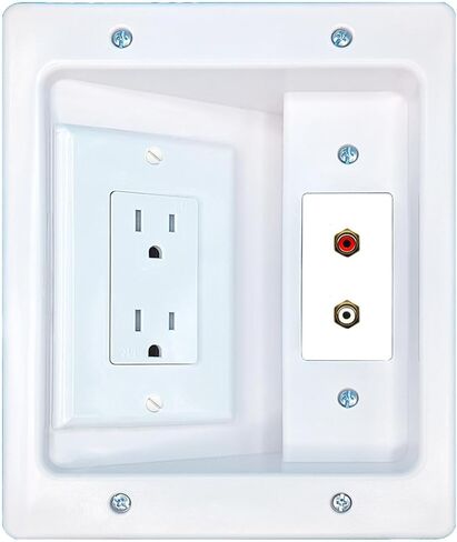 RiteAV RCA-RED RCA-مجموعة إدارة خافي عيوب الكابلات ذات لوحة الحائط البيضاء مع منفذ طاقة يخفي الأسلاك والكابلات in Saudi Arabia