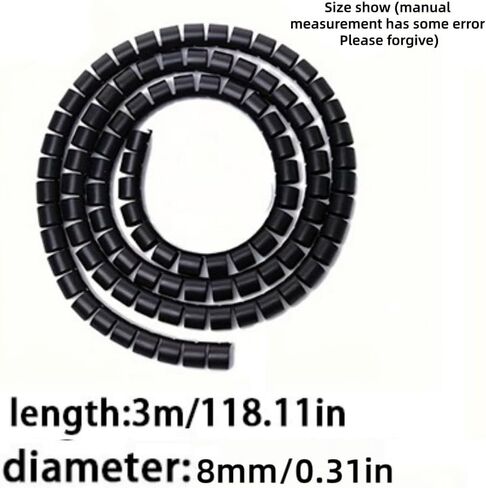 PVC Cable Management Sleeve 3m Flexible Waterproof Easy Install for Computer, Car or Desk Office Cable Organization, Black in Saudi Arabia