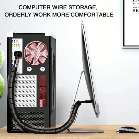 PVC Cable Management Sleeve 3m Flexible Waterproof Easy Install for Computer, Car or Desk Office Cable Organization, Black in Saudi Arabia