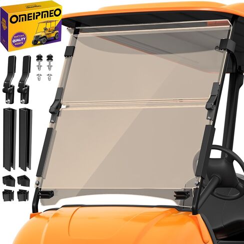 ترقية الزجاج الأمامي لعربة الجولف لـ YAMAHA G29/Drive 2007-2016 لنماذج الغاز/الكهرباء، الزجاج الأمامي لعربة الجولف القابل للطي مع مفصلات شديدة التحمل، مقاوم للأشعة فوق البنفسجية والصدمات، مادة البولي كربونات بسمك 5 مم، 39 بوصة عرض × 37.7 بوصة ارتفاع in Kuwait