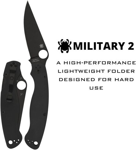 سكين جيب Spyderco Military 2 قابل للطي مع شفرة فولاذية 4 بوصات CPM S30V ومقبض G-10 - سكين EDC للرجال والنساء، مثالي للصيد والتكتيكي والتخييم والبقاء على قيد الحياة والمشي لمسافات طويلة - PlainEdge - C36GPBK2 in Kuwait