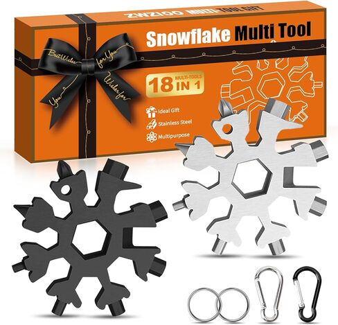 Stocking Stuffers Gifts for Men, 18 in 1 Snowflake Multitool, White Elephant Gifts for Adults, Christmas Gift for Men Who Have Everything, Cool Gadget for Boy, Him,Husband(2 Pack,Orange Box) in Saudi Arabia