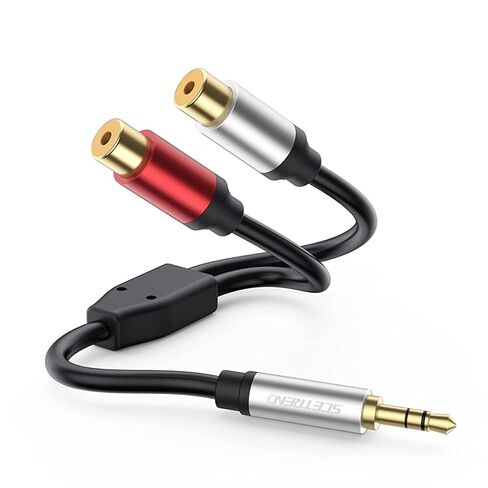 Aux to 2 RCA Cable 1ft, RCA Female to 3.5mm Male Cable Gold Plated 1/8 Jack Stereo Audio Converter Compatible with Stereo Speaker, HiFi Stereo System, Tablets, MP3 in Kuwait