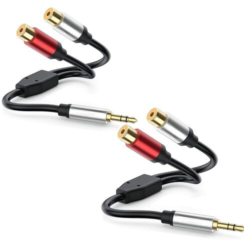 محول Aux إلى 2 RCA، كابل RCA أنثى إلى 3.5 مم ذكر جاك مطلي بالذهب محول صوت ستيريو متوافق مع مكبر صوت ستيريو، نظام ستيريو HiFi، الأجهزة اللوحية، MP3-12 بوصة (1) in Kuwait