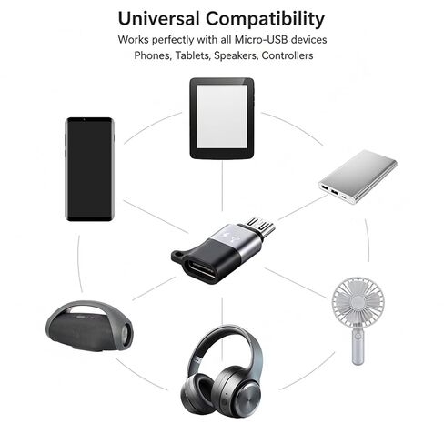 6 عبوات من محول Micro USB إلى USB C، موصل محول من النوع C أنثى إلى Micro USB ذكر يدعم مزامنة بيانات الشحن، محول Micros USB من النوع C، موصل تحويل Micros Male، أسود in Kuwait