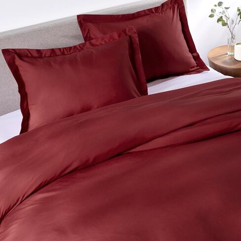 PeachSkinSheets 1500tc مستوى النعومة مجموعة غطاء لحاف تبريد ناعم | الملكة/الحجم الكامل - أحمر قرمزي غامق in Kuwait