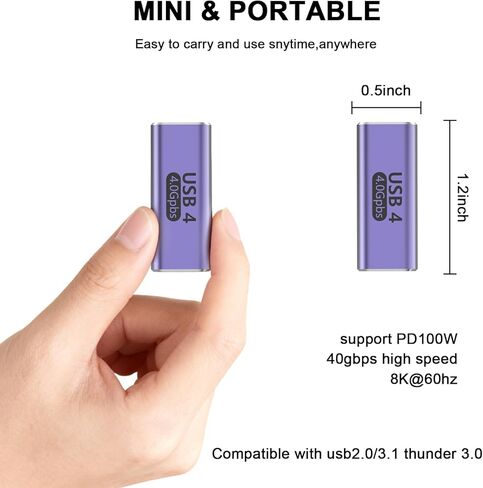 USB C Female to Type C Female Adapter,USB C Coupler TypeC Extension Adopter iPhone Charging Extender Adapter for Apple iPhone 17 16 15 Pro Max Thunderbolt 4/3 Data Transfer 8K@60Hz Video in Kuwait