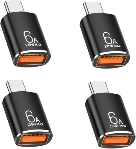 BOMIE USB C إلى USB محول 4 حزمة، 6A 120W شحن سريع 10 جيجابت في الثانية لنقل البيانات، USB C ذكر إلى USB 3.2 أنثى OTG محول للهاتف 15/16/17، وسادة، Ma-cBook Pro/Air، الهاتف الذكي، الكمبيوتر المحمول، الكمبيوتر اللوحي أسود in Kuwait