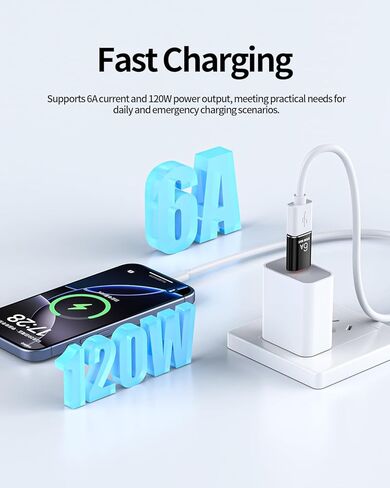 BOMIE USB C إلى USB محول 4 حزمة، 6A 120W شحن سريع 10 جيجابت في الثانية لنقل البيانات، USB C ذكر إلى USB 3.2 أنثى OTG محول للهاتف 15/16/17، وسادة، Ma-cBook Pro/Air، الهاتف الذكي، الكمبيوتر المحمول، الكمبيوتر اللوحي أسود in Kuwait