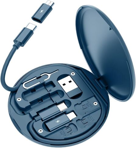 USB C Adapter OTG Cable Kit, Multi Charging Cable Case Convertor USB C to iOS Device/Type C/Micro/USB A Adapter, Data Transfer Contains Card Slot for Traveling, Navy Blue in Saudi Arabia