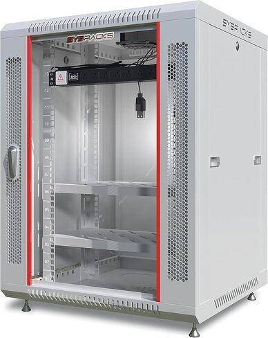 Sysracks 15U Gray Wall Rack Mount Server 18" Deep Network Cabinet, Server Rack with Fan, Removable Side Panels, Locking Glass Door 19" Computer Cabinet Enclosure Network Rack Case 15.450 in Saudi Arabia