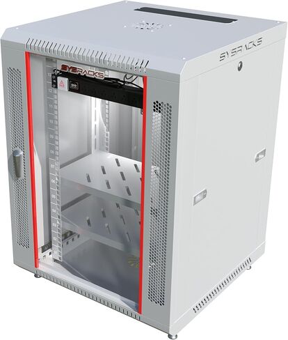 Sysracks 15U Gray Wall Rack Mount Server 18" Deep Network Cabinet, Server Rack with Fan, Removable Side Panels, Locking Glass Door 19" Computer Cabinet Enclosure Network Rack Case 15.450 in Saudi Arabia