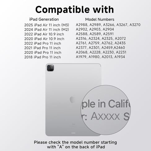 حافظة لوحة مفاتيح شفافة لجهاز iPad Air 11 بوصة (M3 2025/M2 2024)، Air 5th/4th Gen 10.9 بوصة وiPad Pro 11 بوصة (4th-1st) - لوحة تتبع متعددة اللمس، حامل دوار 360 درجة، إضاءة خلفية 7 ألوان، حامل أقلام رصاص، أسود in Kuwait