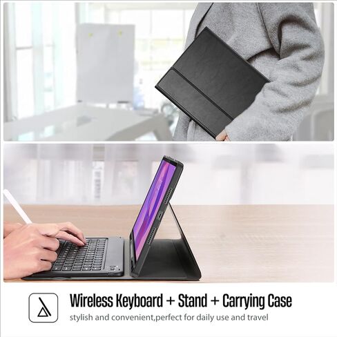 ProCase Tablet Case with Keyboard Compatible with 2025 Lenovo Idea Tab Plus 12.1 Inch/Tab K12, Folio Cover with Magnetically Detachable Wireless Keyboard Multi-Angle Stand and Pencil Holder -Black in Saudi Arabia