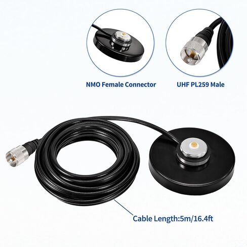 Bingfu NMO Antenna Strong Magnetic Base Mount - 3.54 inch Diameter - 16.4 ft RG58 Coaxial Cable - PL259 Plug - for Car Truck SUV CB Radio Amateur Ham Radio Antenna in Saudi Arabia