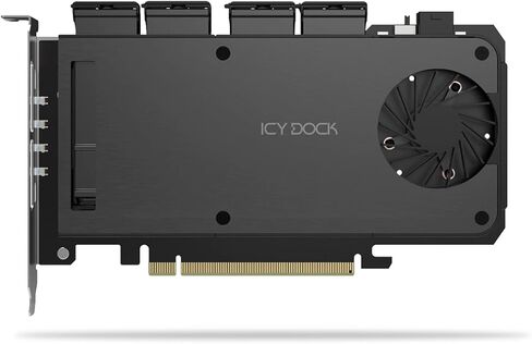 ICY Dock 4-Bay M.2 NVMe SSD to PCIe 5.0 x16 Removable Frame Enclosure/Adapter Card for PCIe Expansion Slot (PCIe Bifurcation Required) - ExpressSlot Slide MB204MP-B in Saudi Arabia
