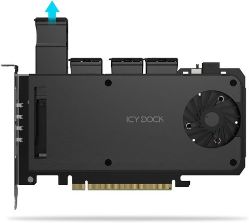 ICY Dock 4-Bay M.2 NVMe SSD to PCIe 5.0 x16 Removable Frame Enclosure/Adapter Card for PCIe Expansion Slot (PCIe Bifurcation Required) - ExpressSlot Slide MB204MP-B in Saudi Arabia