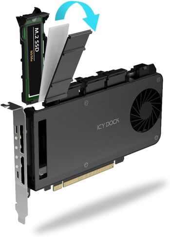 ICY Dock 4-Bay M.2 NVMe SSD to PCIe 5.0 x16 Removable Frame Enclosure/Adapter Card for PCIe Expansion Slot (PCIe Bifurcation Required) - ExpressSlot Slide MB204MP-B in Saudi Arabia