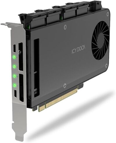 ICY Dock 4-Bay M.2 NVMe SSD to PCIe 5.0 x16 Removable Frame Enclosure/Adapter Card for PCIe Expansion Slot (PCIe Bifurcation Required) - ExpressSlot Slide MB204MP-B in Saudi Arabia