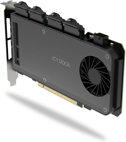 ICY Dock 4-Bay M.2 NVMe SSD to PCIe 5.0 x16 Removable Frame Enclosure/Adapter Card for PCIe Expansion Slot (PCIe Bifurcation Required) - ExpressSlot Slide MB204MP-B in Saudi Arabia