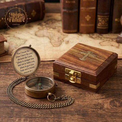 Compass – Brass Directional Vintage Compass Engraved with “for I Know The Plans I Have for You – Jeremiah 29:11" Communion Christian Gifts for Women/Men, Nautical Handmade Antique Décor Baptism Gifts in Saudi Arabia