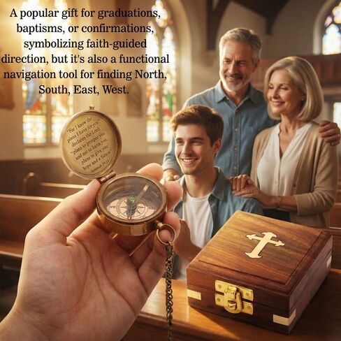 Compass – Brass Directional Vintage Compass Engraved with “for I Know The Plans I Have for You – Jeremiah 29:11" Communion Christian Gifts for Women/Men, Nautical Handmade Antique Décor Baptism Gifts in Saudi Arabia