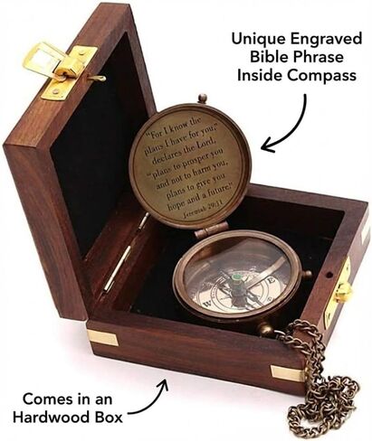 Compass – Brass Directional Vintage Compass Engraved with “for I Know The Plans I Have for You – Jeremiah 29:11" Communion Christian Gifts for Women/Men, Nautical Handmade Antique Décor Baptism Gifts in Saudi Arabia