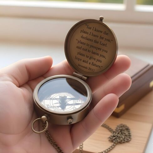 Compass – Brass Directional Vintage Compass Engraved with “for I Know The Plans I Have for You – Jeremiah 29:11" Communion Christian Gifts for Women/Men, Nautical Handmade Antique Décor Baptism Gifts in Saudi Arabia