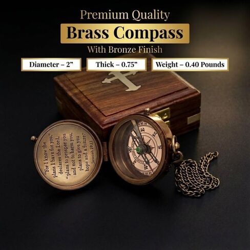 Compass – Brass Directional Vintage Compass Engraved with “for I Know The Plans I Have for You – Jeremiah 29:11" Communion Christian Gifts for Women/Men, Nautical Handmade Antique Décor Baptism Gifts in Saudi Arabia